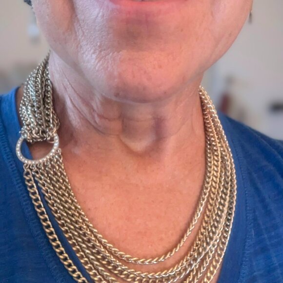 Vintage Gold Tone Layered Multi Strand Chain Necklace - Picture 3 of 6